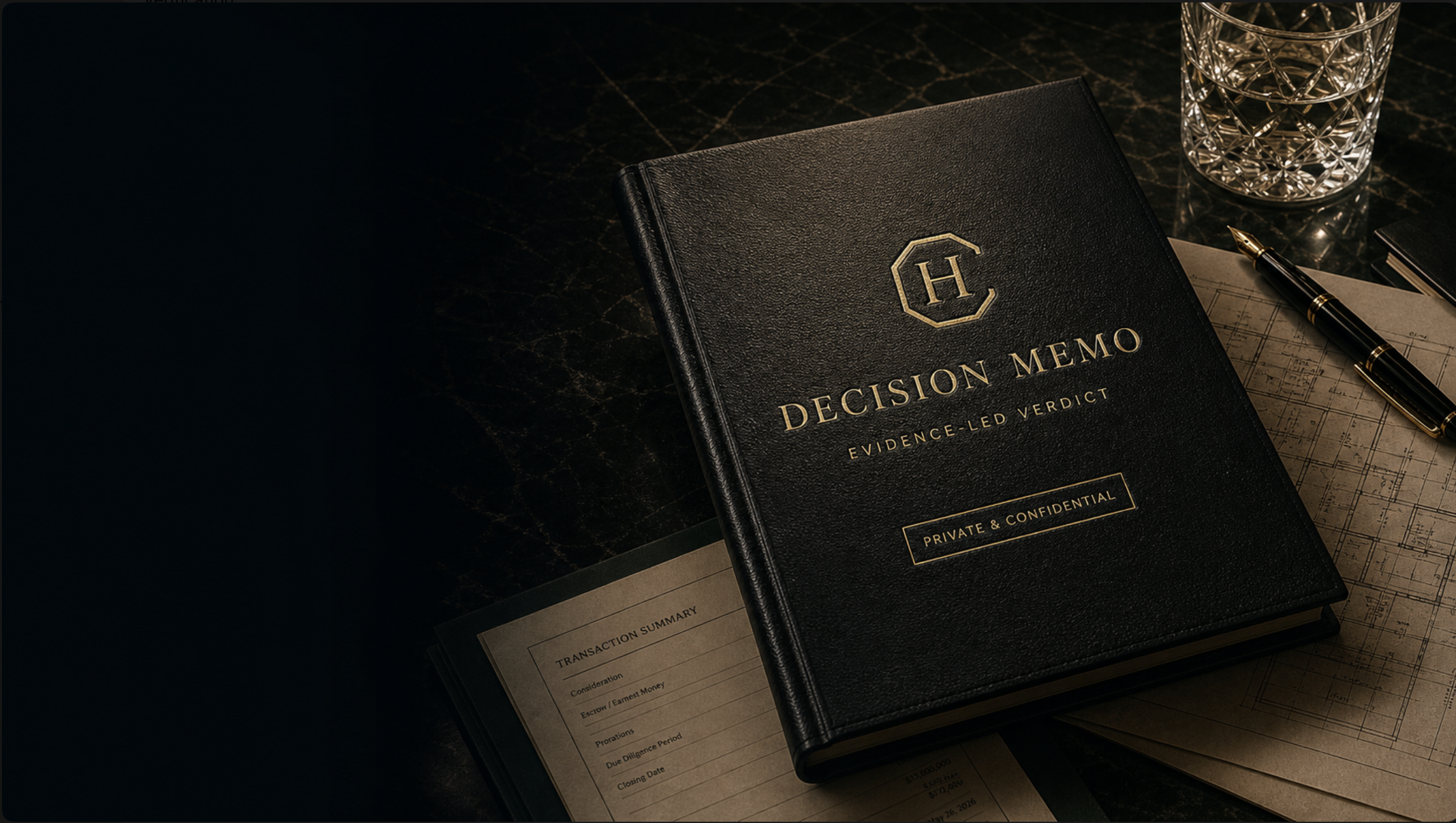 HNWI Chronicles Decision Memo book on a private review desk